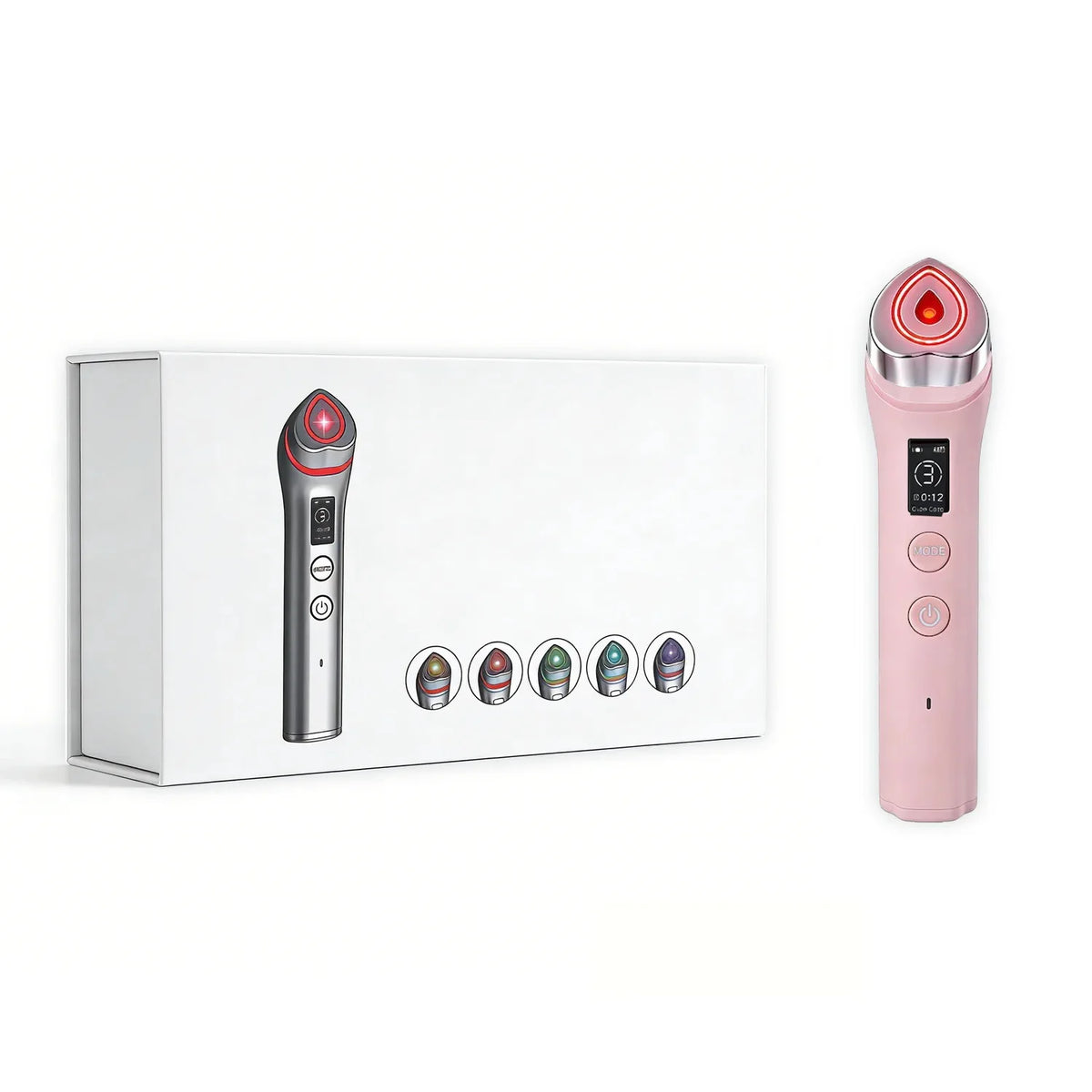 5 Color Portable LED Facial Beauty Device EMS Microcurrent Lifting Face Neck therapy Wand LED Vibration Massager Skin Tool
