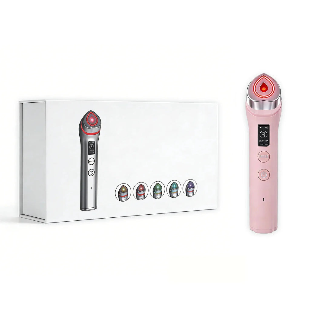5 Color Portable LED Facial Beauty Device EMS Microcurrent Lifting Face Neck therapy Wand LED Vibration Massager Skin Tool