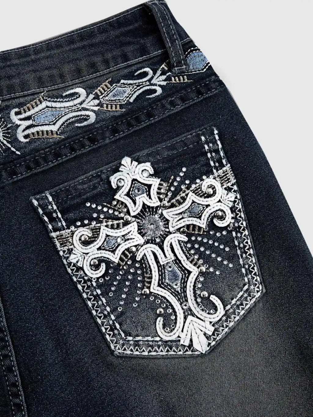 Denim Pant Women Bootcut Jeans Embroidery Vintage Washed Mid Waist Straight Trousers Slim Fit Y2k Streetwear Work Casual Summer
