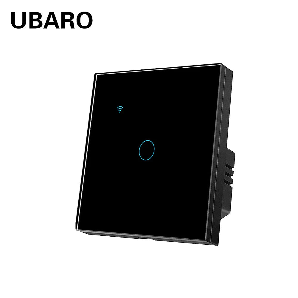 UBARO 86×86mm 1/2/3/4 Gang WiFi Smart Touch Switch, Tuya App/Voice Control, Timer, 2-Way/1-Way, Neutral Required