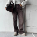 2025 New Retro Loose Casual Pants Women's Four Seasons Versatile High Waist Brown Straight Leg Jeans