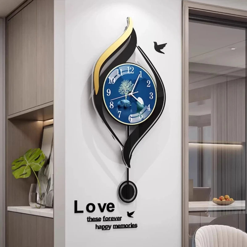 Chinese Style Xenomorph Wall Clock Modern Creative Luxury Metal Art Decor Silent Wall Watch For Living Room Study Home Decor