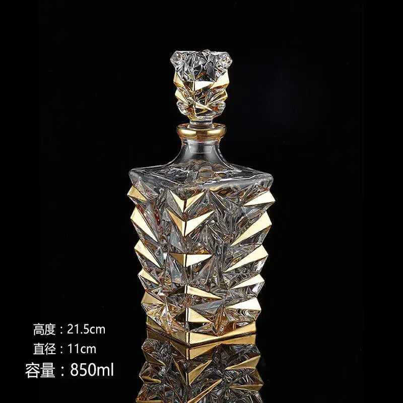 DSA crystal glass wine bottle gold-painted creative household whiskey bottle with lid white red wine decanter