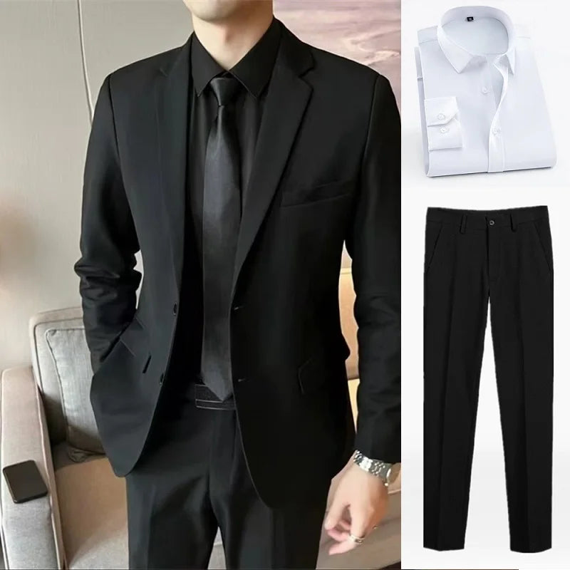 Black Casual Business Tailored Men's Jacket Youth Large Size Single Piece Wedding Groomsmen Suit Standard Fit Professional Style