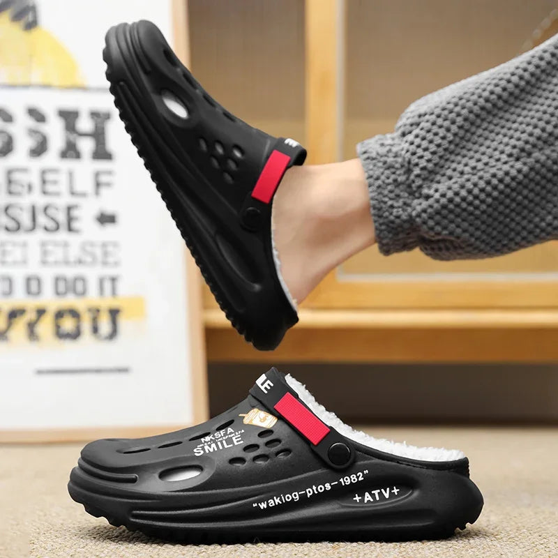 Winter Men Slippers Warm Furry Garden Shoes Soft Indoor Home Cotton Shoe EVA Plush Slides Casual Outdoor Comfortable Fur Clogs