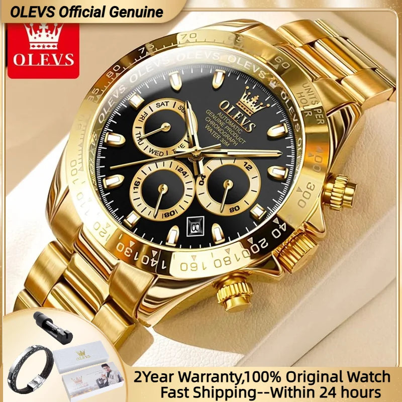OLEVS 6638 Men Watch Classic Multifunctional Dial Waterproof Luminous Watches Fully Automatic Mechanical Male Wristwatch