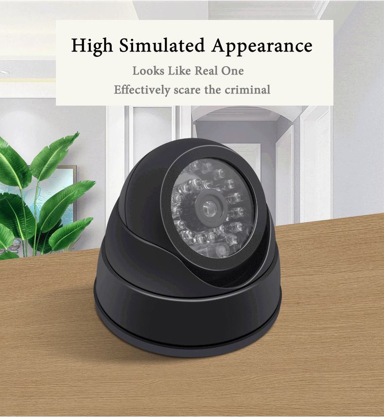 Creative Black Plastic Dome CCTV Dummy Camera Flashing Led Fake Camera Power Via AA Battery Surveillance Security System