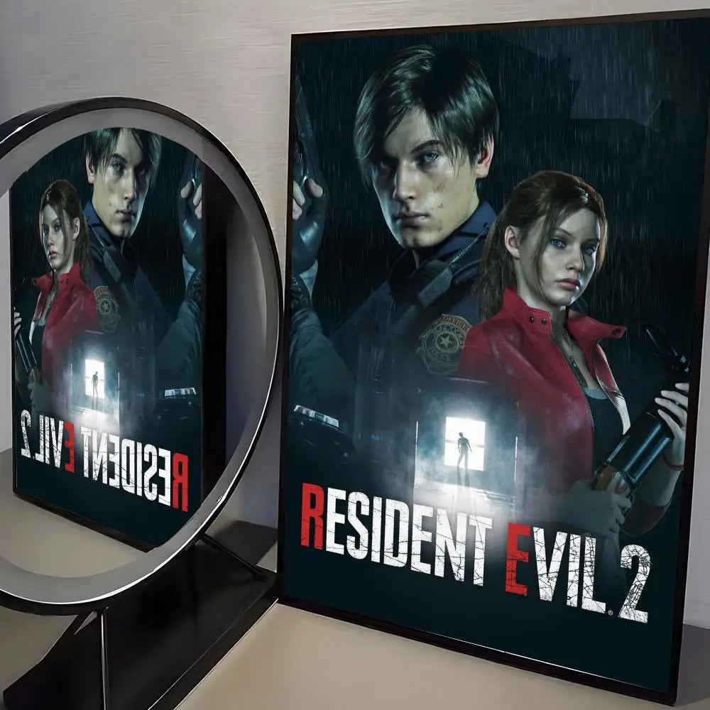 R-Resident Evil Game Poster Home Living Bed Room Bar Hallway Sticky Wall Art Printing Aesthetic Decor