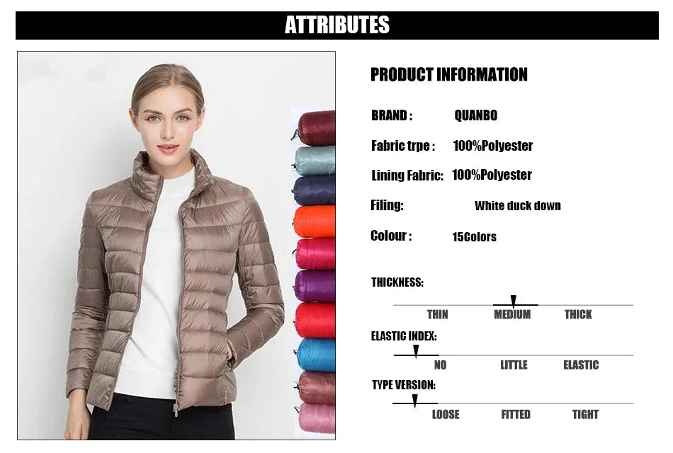 Autumn and Winter Women's 2025 New Lightweight Down Jacket Women's Vertical Collar Outdoor Windproof Warm Down Jacket Coat