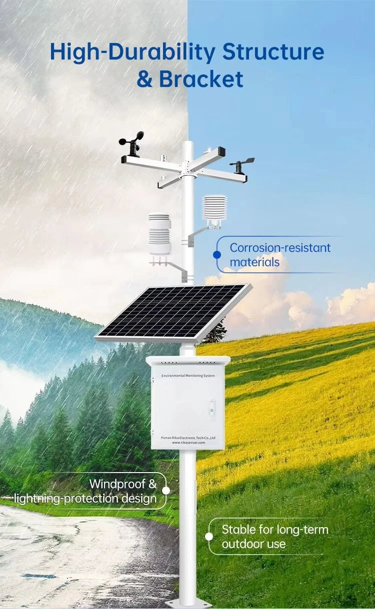 WMO Smart Cellular 4g Gsm 14 in 1 Ambient Agriculture Professional Automatic Weather Station with Wind Solar Rain Gauge