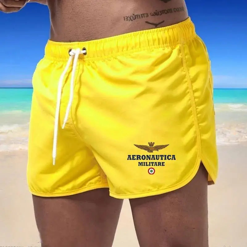 2024 Men's Fashion Printed Swimming Shorts Quick-Drying Beach Suit Breathable Drawstring Pocket