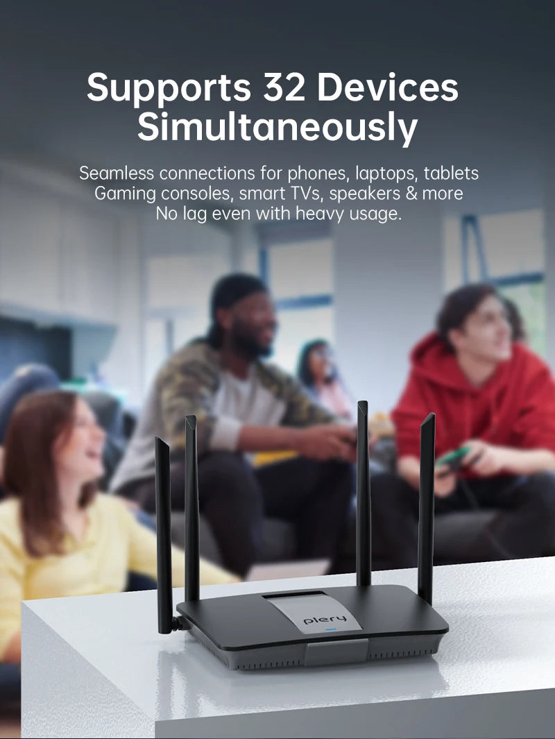 Plery 1200Mbps 4G LTE Cat6 Router 2.4+5.8GHz WiFi5 Wireless 5*Gigabit Ports VPN Support Nano SIM/eSIM Card 4G Routers EU Plug