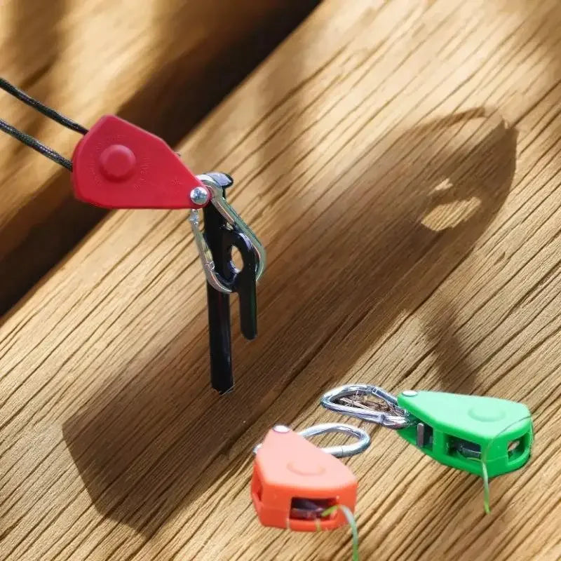 Secure Tent Rope Hanger with Ratchet Tie-Down System; Heavy-Duty Camping Gear with Reinforced Metal Gears and Adjustable Strap