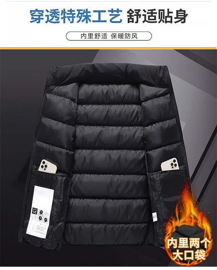 Male Stand Up Collar Vest Men Fashionable and Casual Waistcoats Thick New Vest for Autumn and Winter Men Cool and Warm Clothes