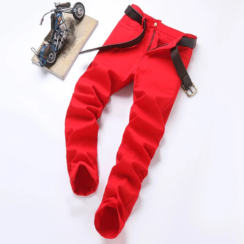 Men's Classic Denim Pants 2022 New Fashion Casual Straight Stretch Slim Fit Jeans High Quality Cotton Colorful Brand Pants