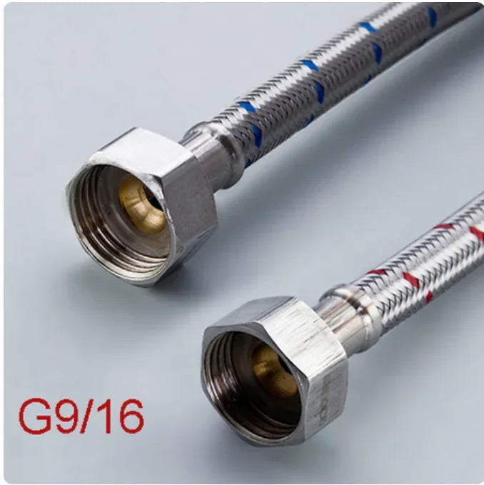 G1/2 G3/8 G9/16 60cm 1 Pair Hot and Cold Water Faucet Inlet Hose Heater Flexible Connecting Pipe Stainless Steel Faucet Pipe
