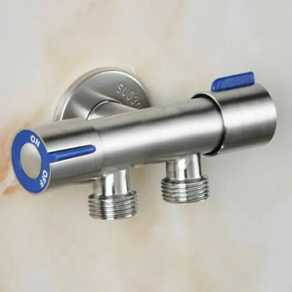 Bathroom Faucet Dual Control Double Handle Stainless Steel Cold Water Faucet Bathroom Washing Machine Faucet Triangle Valve
