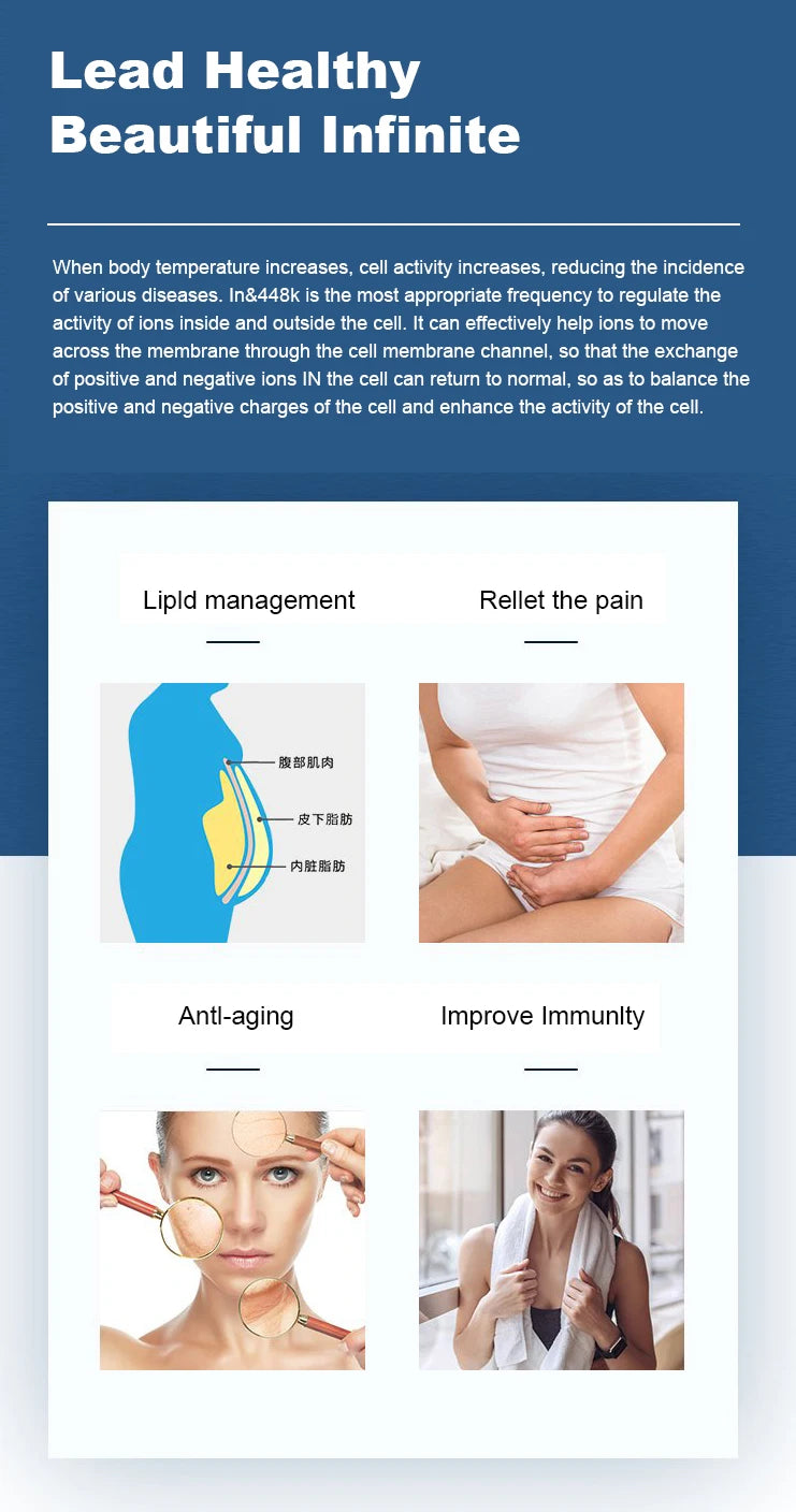 Portable 448KHZ RF Tecar Therapy RET CET Diathermy Body Sliming Machine Pain Relief Skin Tightening INDIBA Deep Care