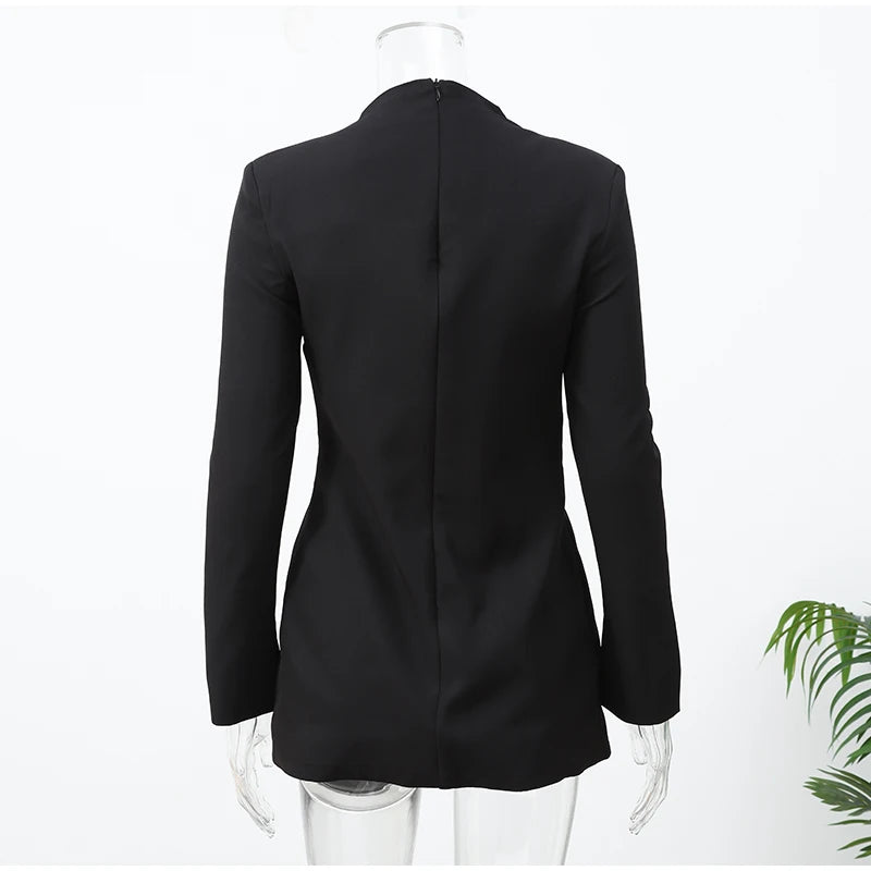 Elegant Hollow Out Mini Dress Women Sexy Long Sleeve Bodycon Waist Cinching Vestidos 2025 Chic Autumn Office Lady Commute Robes