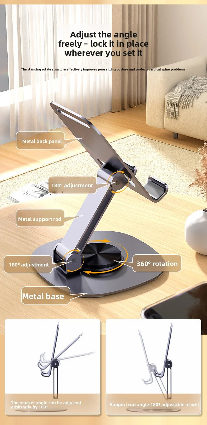 360° Rotation Portable Tablet Holder For iPad iPhone 15 Xiaomi Folding Lazy Desktop Live Mobile Phone Stand Mount Bracket