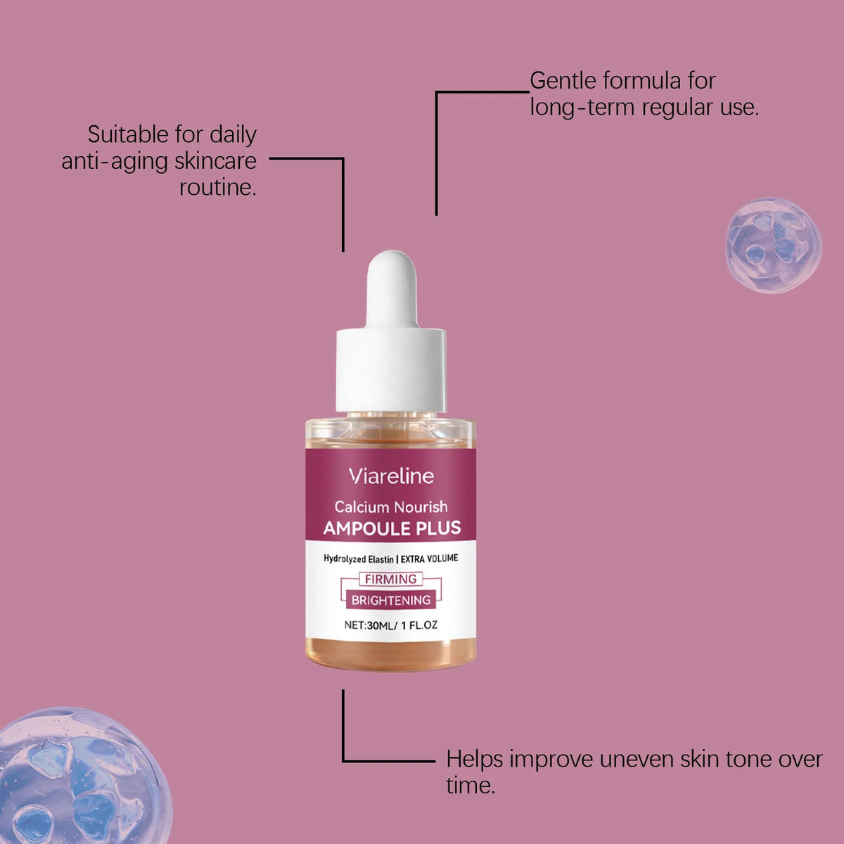 Viareline Moisturizing Skin Ampoule Essence Korean Calcium Volume Moisturizer Pore Firming Essence Daily Facial Skin Care Serum