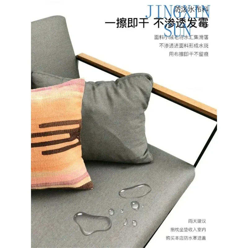 Outdoor leisure iron sofa, courtyard garden villa, hotel, waterproof and sunscreen aluminum alloy sofa