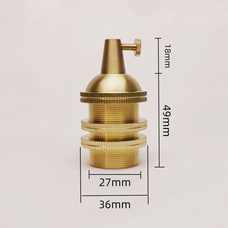 E14 Spiral Brass Light Sockets E12 Retro Ceiling Lamp Base Ceramic All Copper Accessories Lampshade Fixed Threaded Lamp Holder