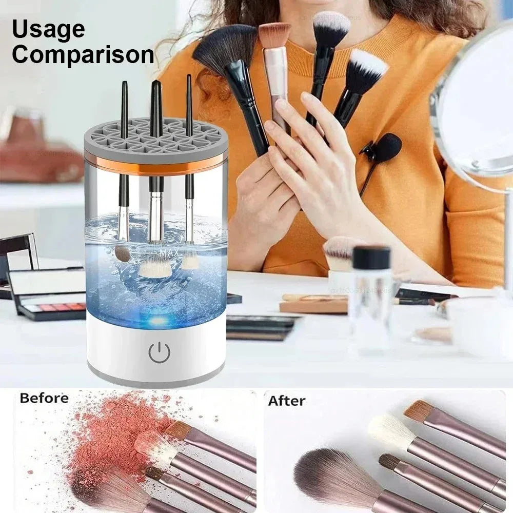Makeup Brush Washer and Dryer USB Powered Odorless Battery-Free Plug and Play Makeup Cleaner Essential Beauty Accessory