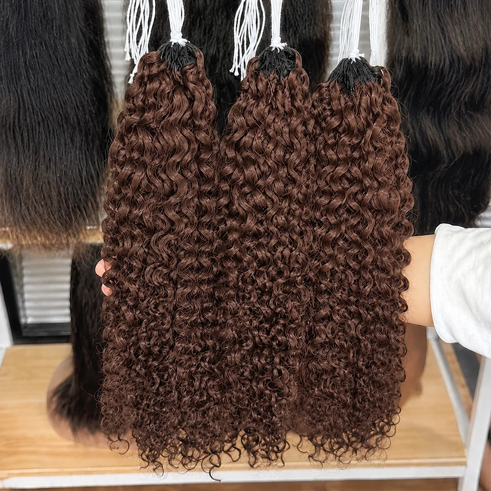 #27 Highlight Feather Crochet Human Hair Extension For Braid Kinky Curly Pre-Separated Knotless Small Spirals Curly Crochet Hair