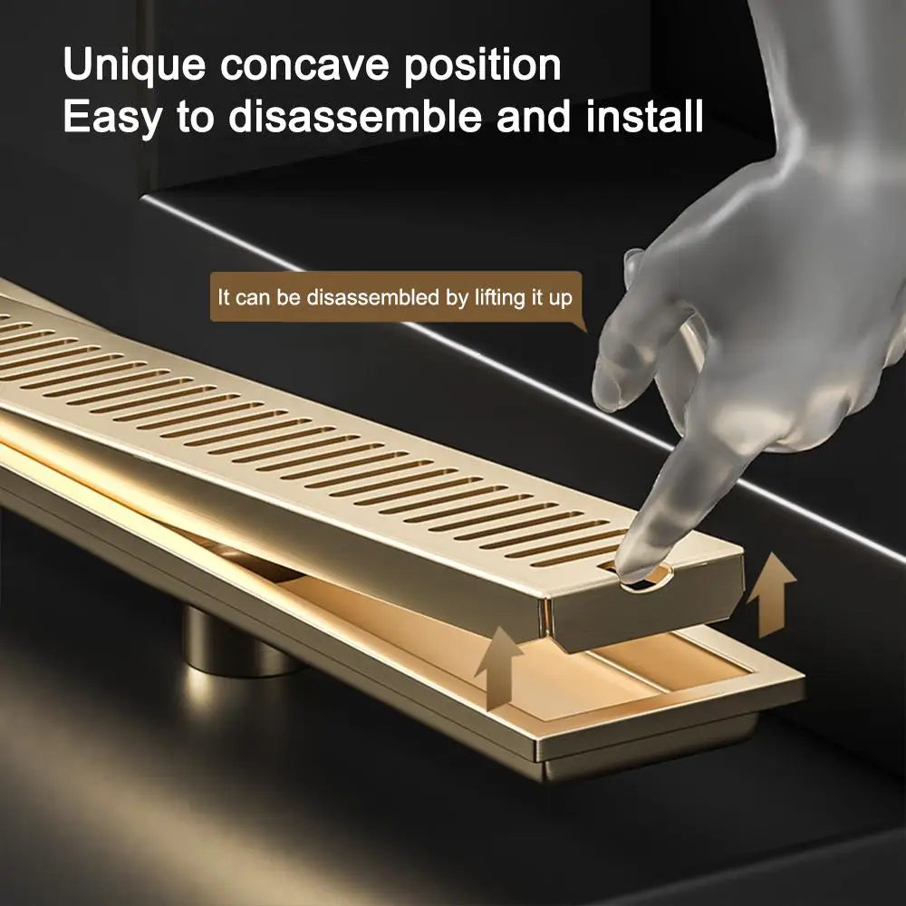 20/30/40/50/60cm Stainless Steel Shower Floor Drain Bathroom Rectangle Linear Floor Drainage Floor Drain with Strainer Covern