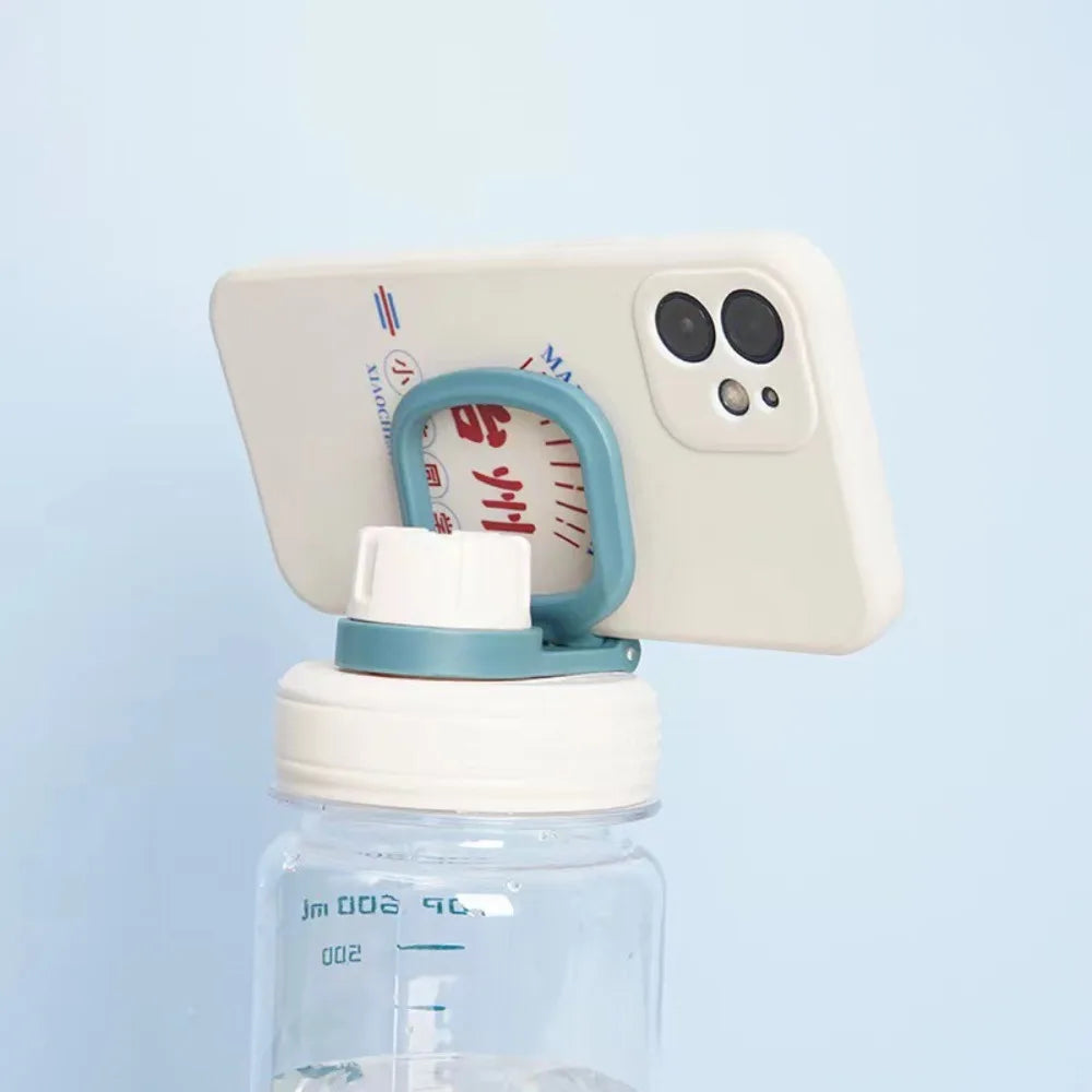 0.6L/0.8L/1L Large Capacity Water Bottles Lightweight Plastic Clear Drink Bottle with Handle Strap Leak Proof Travel Kettle