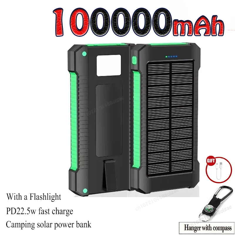 500000mAh Waterproof Outdoor Solar Power Bank Dual USB Travel Portable Solar Phone Charger Solar Powerbanks for Xiaomi Camping