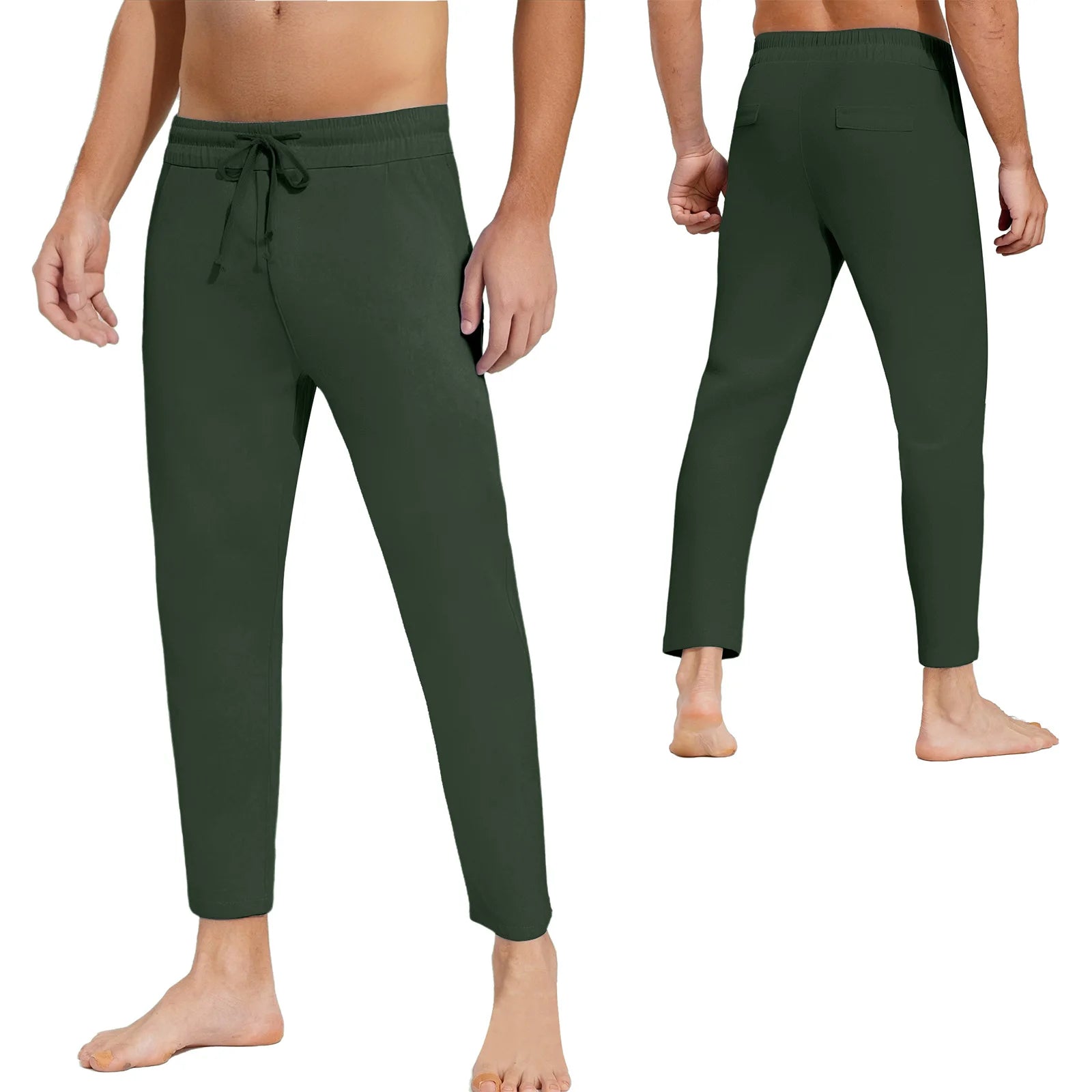 Mens Casual Loose Gym Jogging Fitness Sports Pants Drawstring Elastic Waistband Straight-Leg Trousers Yoga Training Sweatpants