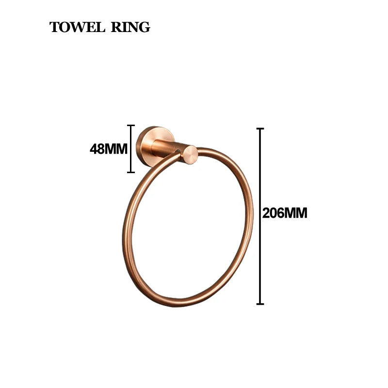 High-quality Brushed Rose Gold 304Stainless Steel Beautiful Wall Hook Toilet Paper Holder Towel Bar Bathroom Accessories