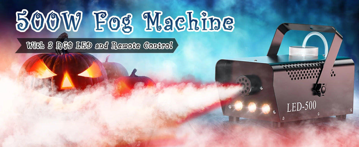 Datewink 500W RGB LED Smoke Fog Machine Fogger Ejector Stage Lighting Effect Remote Control For Wedding DJ Disco Party Club Bar