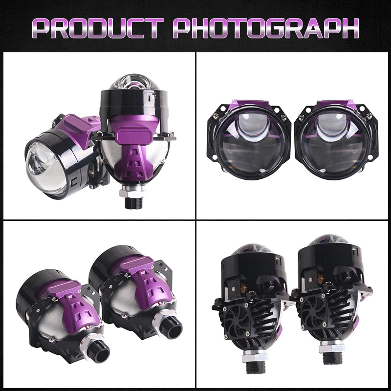 100W 2.5 Inch Bi LED Projector H7 H4 9005 9006 Angel Eyes Hyperboloid Lenses For Headlight 11130LUX Car Lights Car Accessories