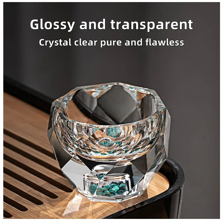 1PC 50ML Shot Glasses Diamond Faceted Double Bottom Crystal Glass Cup for Whiskey Espresso Tea Cup Bar Light Luxury Drinkware