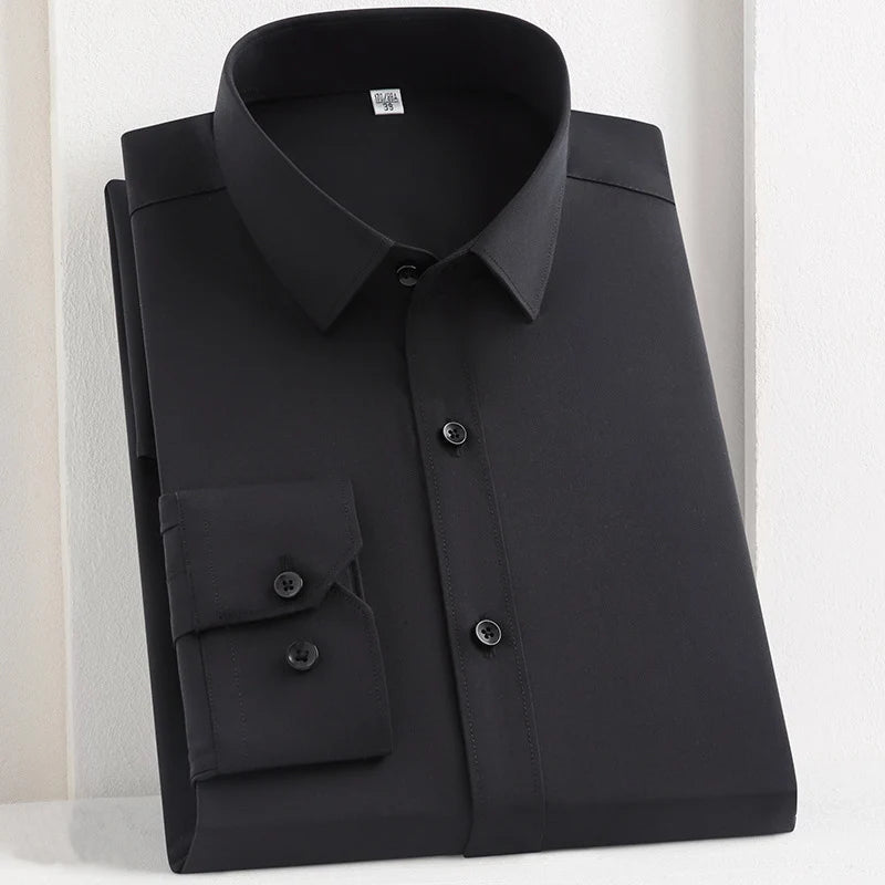 Bamboo Fiber Men's Shirt Long Sleeve Anti-Wrinkle Dress Shirts For Men Slim Fit Camisa Social Business Formal White Office Shirt