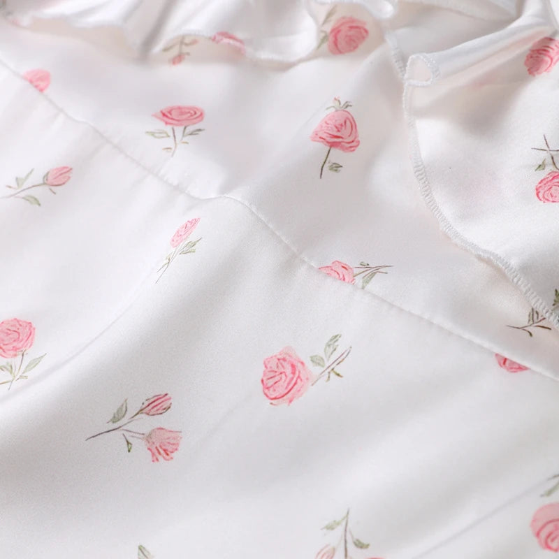 Elegant Floral Print Chiffon Dress Women's Backless Long Sleeve Ruffle Waist Cutout Tiered Dresses 2026 New Lady Party Wear