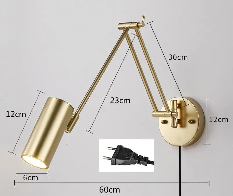 LED Wall Lamps Modern Adjustable Swing Long Arm Internal Touch Sensor Switch Household Bedside Lighting Decor Sconce Lights