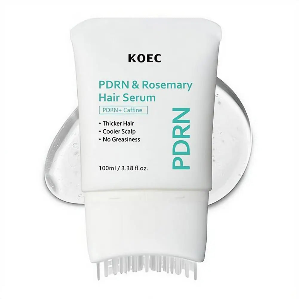 PDRN Rosemary Hair Serum 100ml With Massage Comb, Caffeine Scalp Nourishing Essence Boost Thicker Hair Refreshing Scalp Care