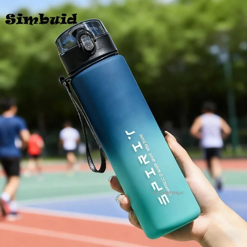 1pc Large Capacity Leakproof Sports Water Bottle with Time Marker for Gym Hiking Outdoor Portable Water Flask