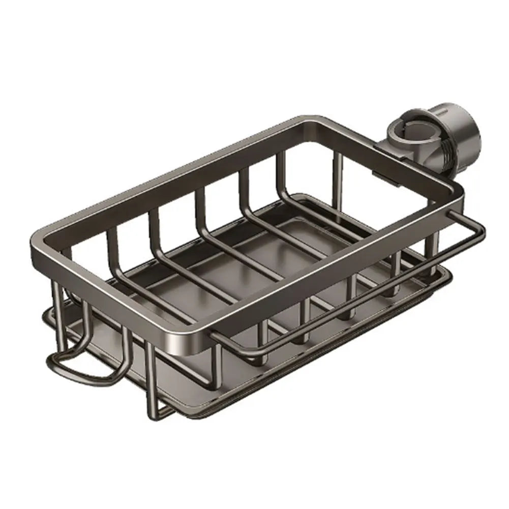 Kitchen Sink Faucet Organizer Aluminum Over Faucet Sink Caddy Organizer Multifunction Organizer Rack Work with Round Water Pipe