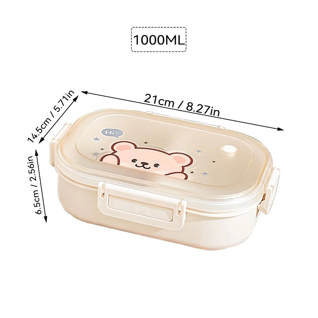 Microwaveable Plastic Lunch Box With 3 Compartments Cartoon Kids Divided Bento Box Portable Food Storage Container School Picnic