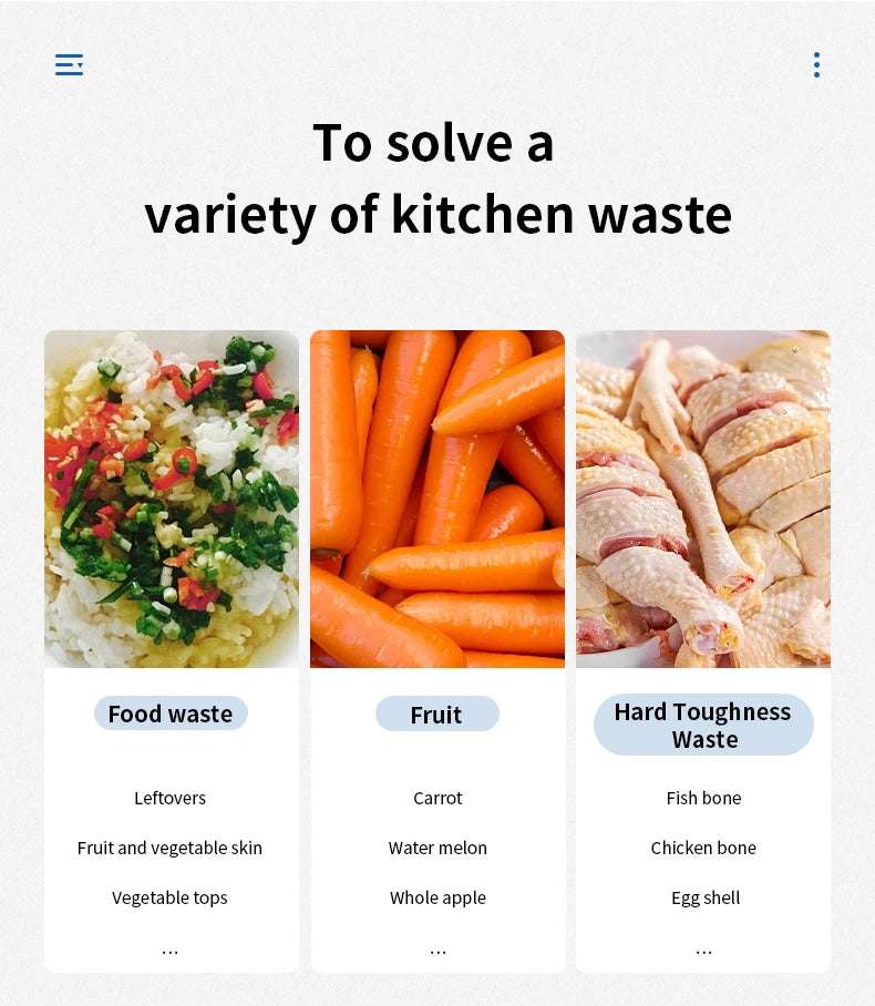 Airo 110V Hot Selling Home Appliances Food Waste Disposers Waste Disposal Garbage Disposals CE CB Factory