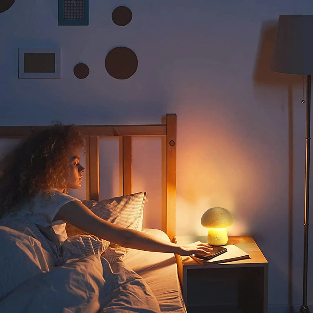Mushroom Table Lamp Rechargeable Touch Portable Bedroom Bedside Night Light Cute Small Dimmable Desk Lamp for Home Decoration