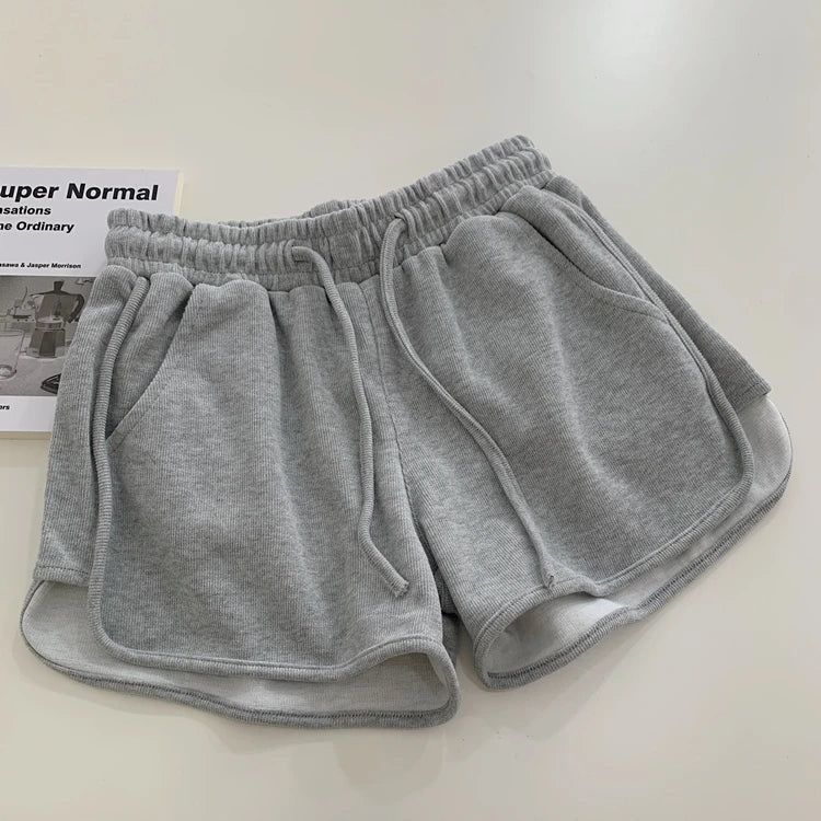 New2026 Women's Summer Casual Loose Drawstring Sports Shorts Elastic High Waist Fitness Running A-line Shorts Leisure Home Pants