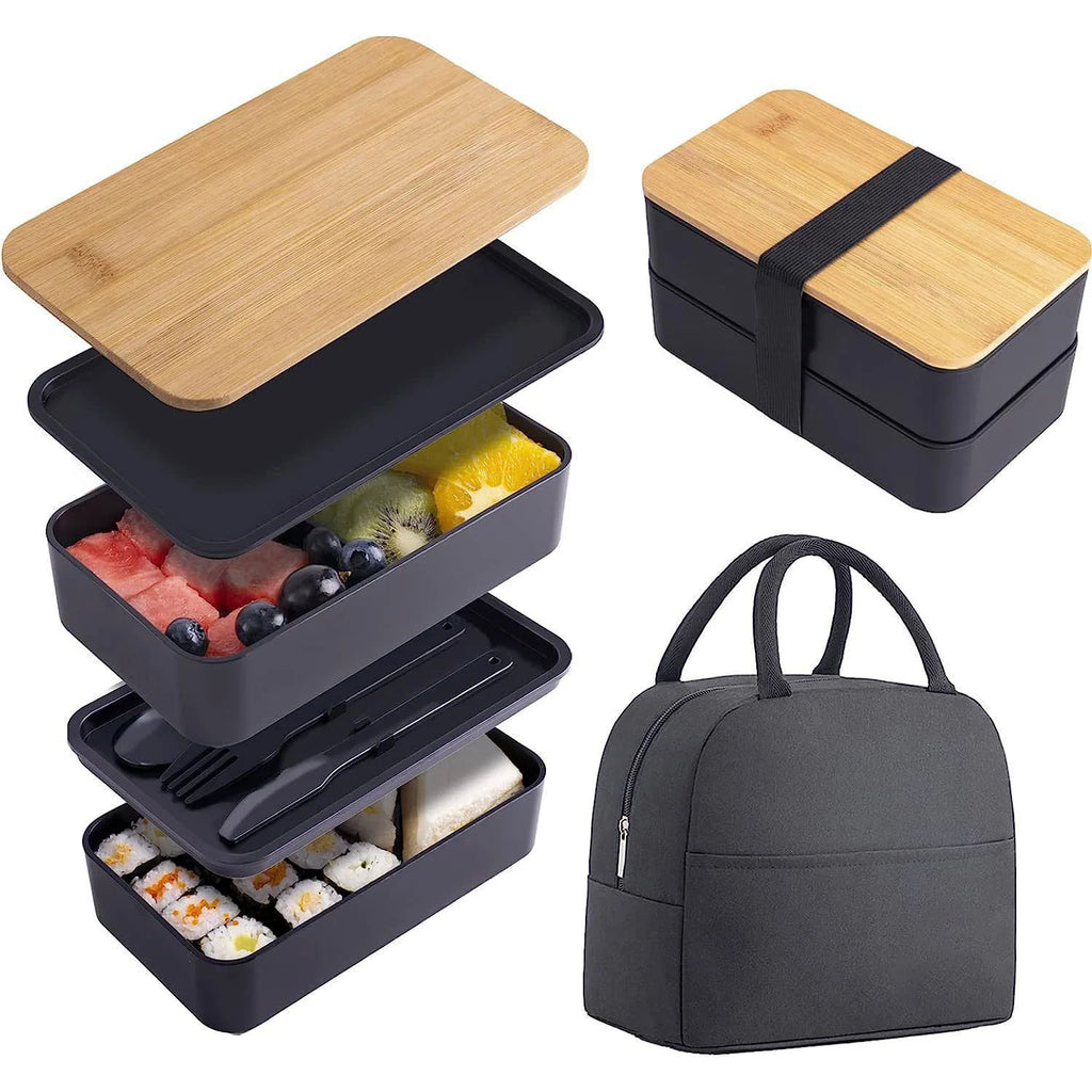Stackable Bento Box with Utensils 1200ML All-in-One Meal Prep Compartment Lunch Containers Leak Resistant Lunch Box JT440