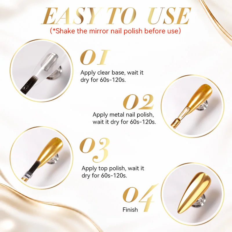 NICOLE DIARY 15ml Metallic Nail Polish Iridescent Flash Gloss Finish Quick Air Dry No Lamp Cure High Pigment Easy Application