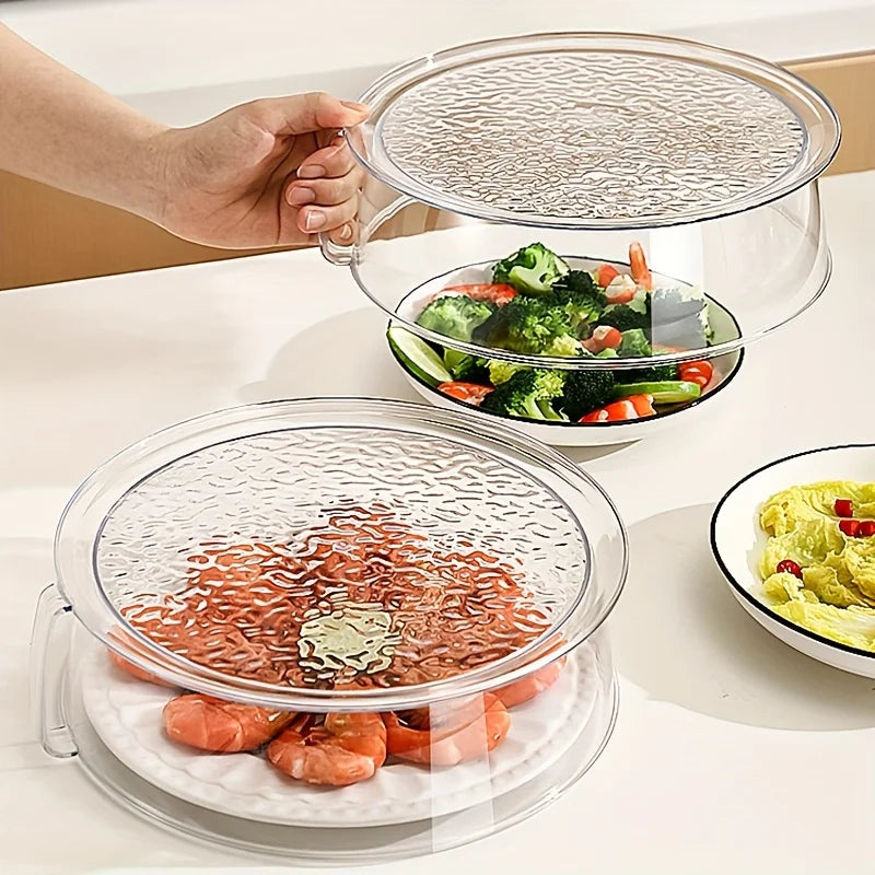 1Multifunctional Microwave Oven Splash Guard - Heat Resistant 200°C, 360° Splash Proof, Plastic Food Cover with Stackable Design